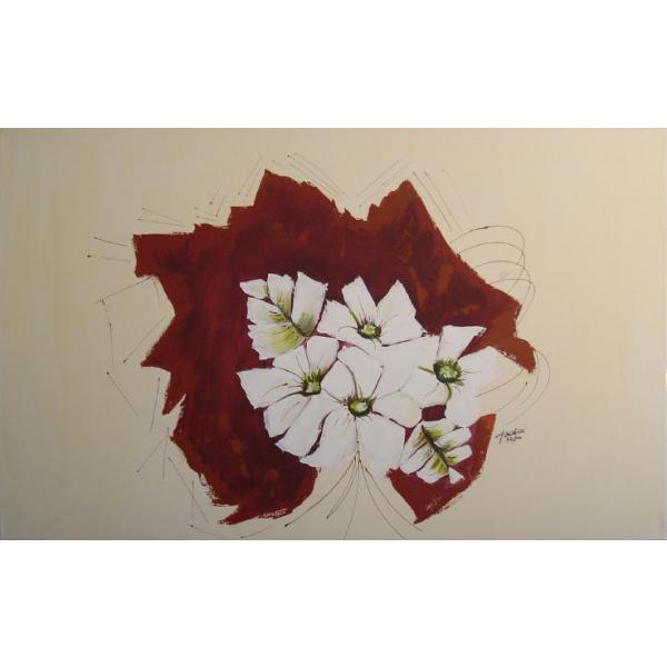 Pintura em Painel Floral Tg1069 - 110x70 Cm
