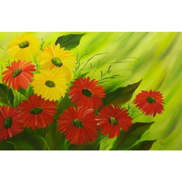 Pintura em Painel Floral R058 - 130X80 CM