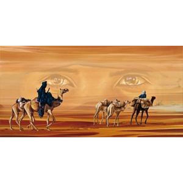 Gravura para Quadros Árabe Homens No Deserto 70x30 Cm