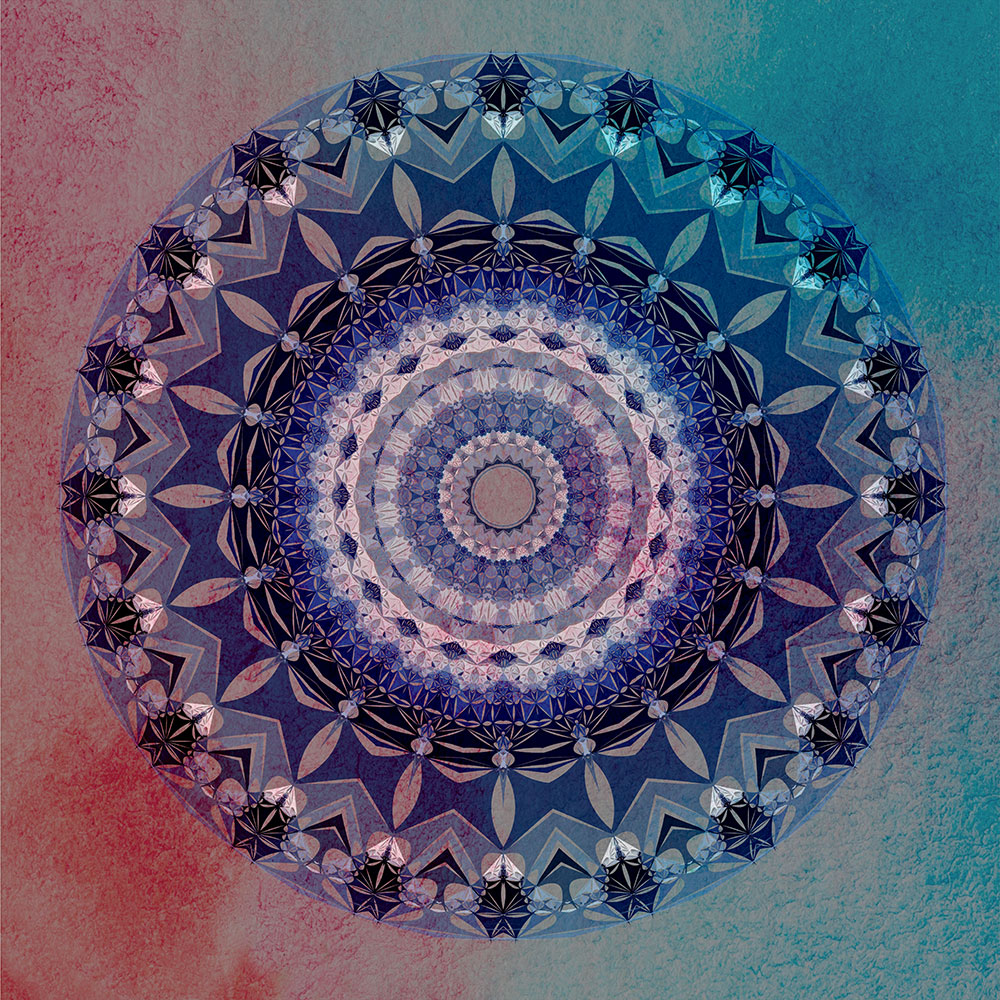 Tela para Quadros Decorativos Mandala Azul Fundo Abstrato - Afic14558