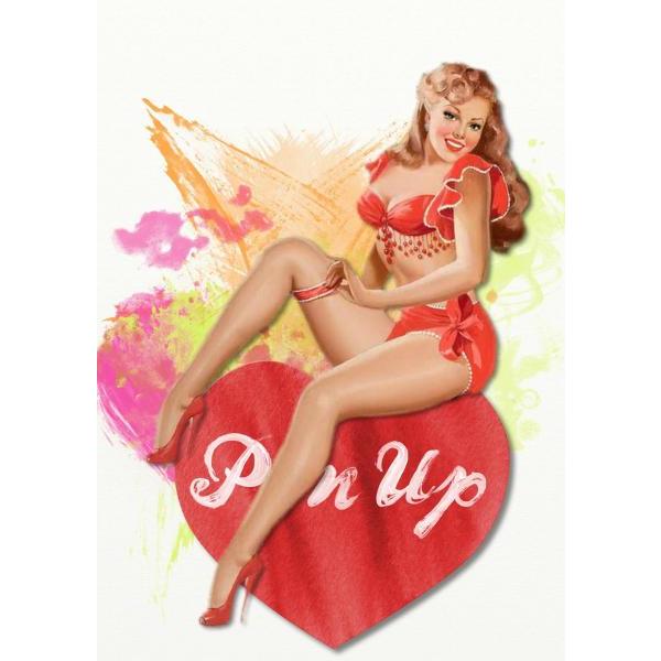 Impressão em Tela para Quadros Pin-up Girl Vintage Valentine Retrô Sexy - Afic3520