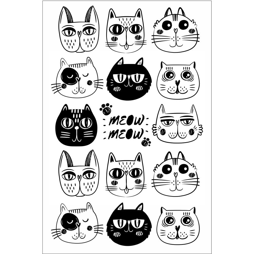 Gravura para Quadros Belíssimas Faces de Gato Preto e Branco - Afi5982