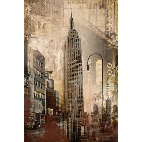 Impresso Sobre Tela para Quadros Destaque Empire State Building - Pi7720b - 60x90 Cm