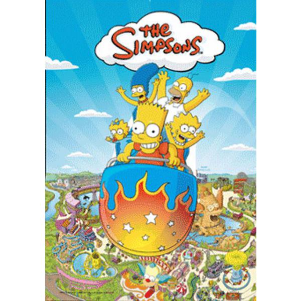 Gravura para Quadros 3d Família Simpsons No Parque de Diversão - Ln0034 - 47x67 Cm