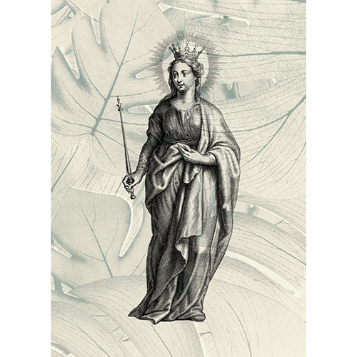 Gravura para Quadros Decorativo Estátua Maria Preto e Branco - Afi17674