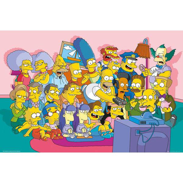 Gravura para Quadros Elenco de Os Simpsons Fp3936 - 90x60 Cm