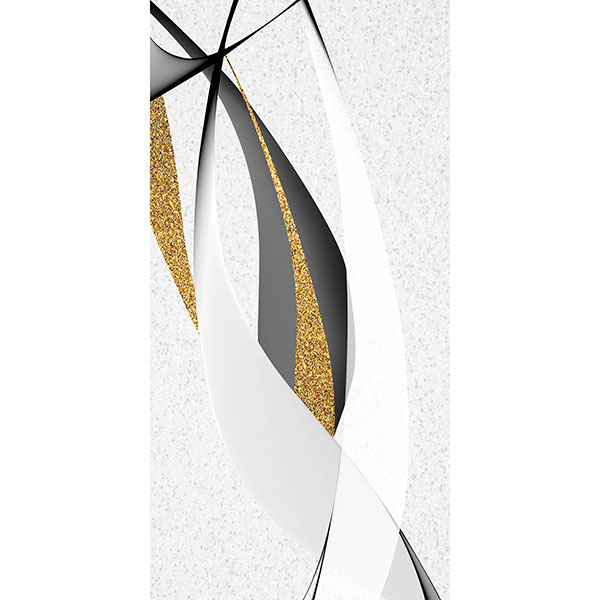 Tela para Quadros Desenho Abstrato Preto e Branco Trao Dourado - Afic17427