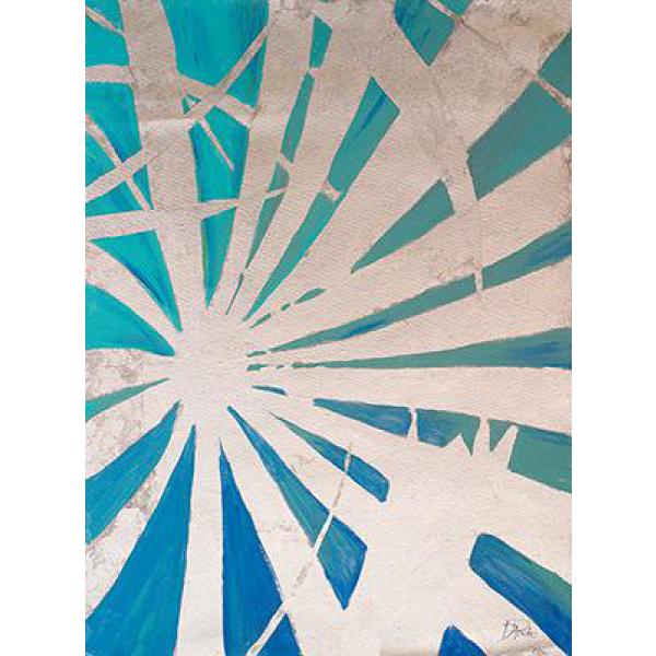 Gravura para Quadros Abstrato Raios de Sol Azul e Branco 50x70 Cm