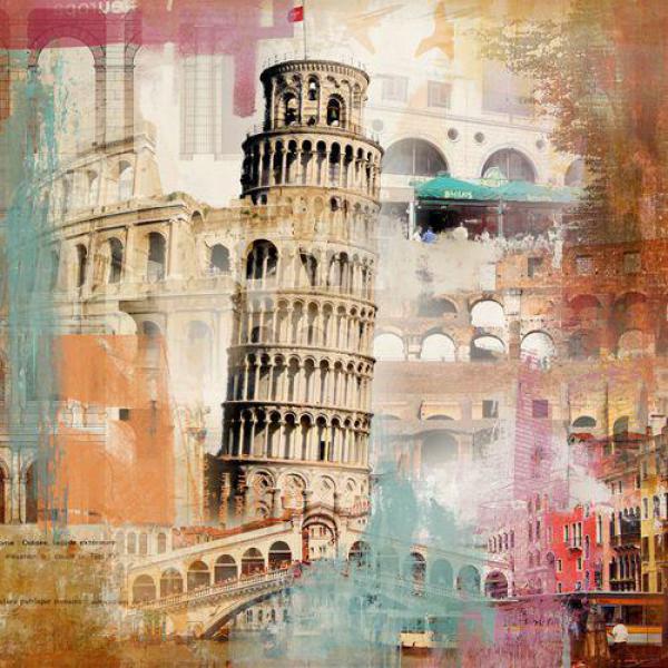 Impresso Sobre Tela para Quadros Arquitetura da Torre de Pisa - Pi7718b - 60x60 Cm