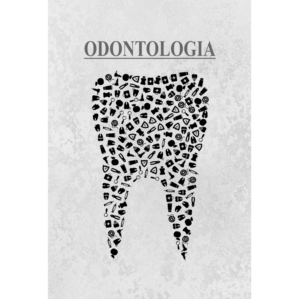 Gravura para Quadros Odontologia Forma Dente Preto e Branco - Afi10969