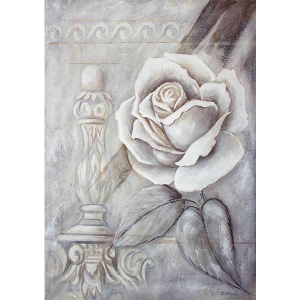 Gravura para Quadros Pster Branco Floral - 0735042 - 50x70 Cm