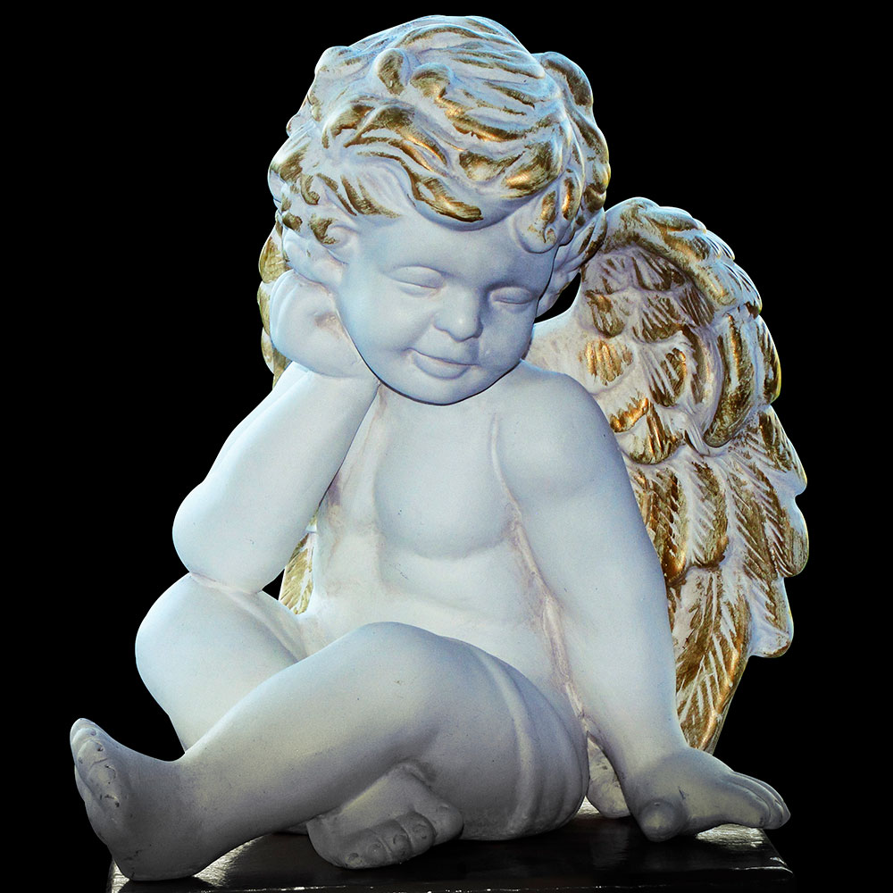 Gravura para Quadros Anjo Bebê Detalhes Dourado - Afi13494 - 100x100 Cm