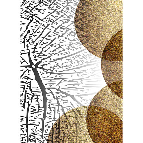 Gravura para Quadros Abstrato Teia e Circulos Dourado - Afi17603
