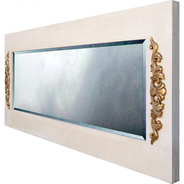 Moldura Decorativa R�stica em Madeira Branca com detalhe em Dourado para Espelhos - ESP. 048