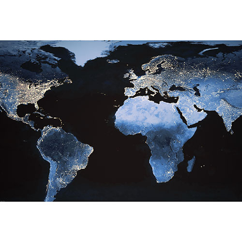 Gravura para Quadros Fotografia Noturna Continentes e Mundo - Afi17709