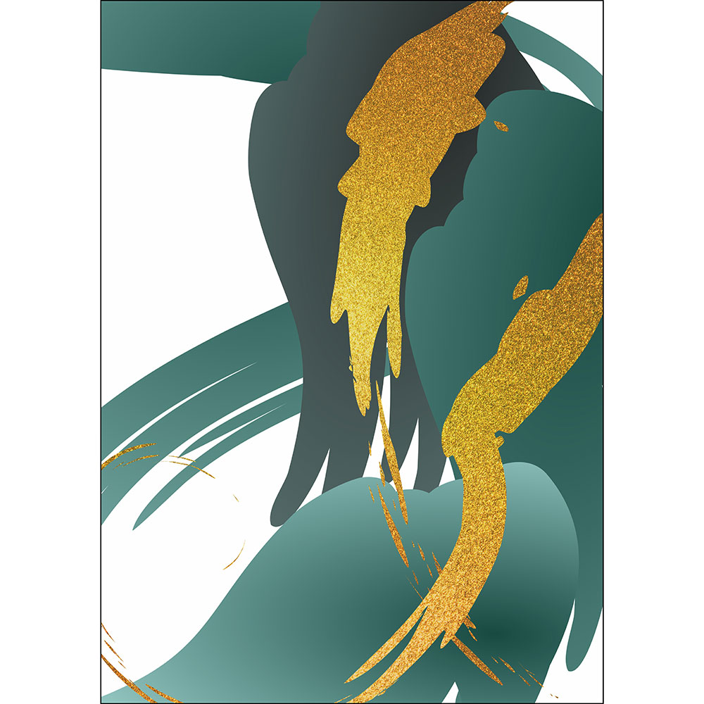 Tela para Quadros Abstrato Cores Verde Pavo Dourado e Cinza - Afic12830