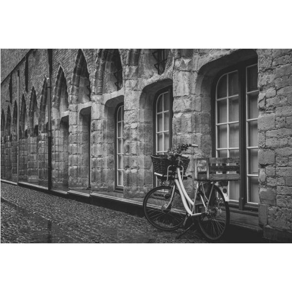 Impressão em Tela para Quadros Bicicleta Feminina com Cesto Preto e Branco - Afic056