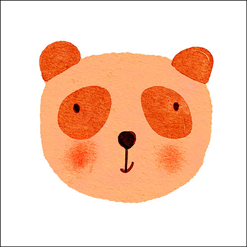Gravura para Quadros Decorativo Infantil Figurativo Urso Tons Laranja - Afi18951