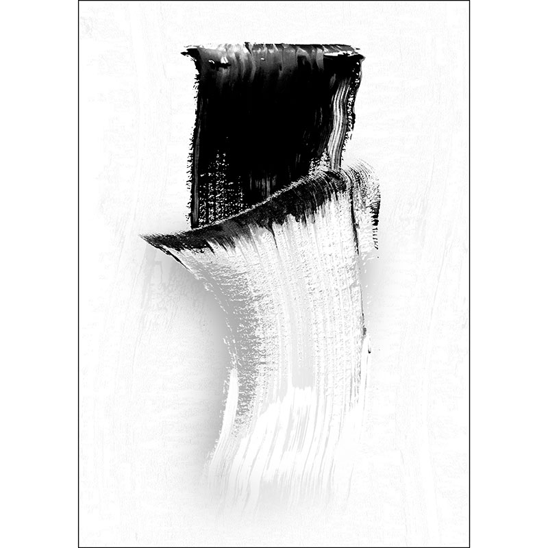Tela para Quadros Abstrato Pintura Preto e Branco - Afic18739