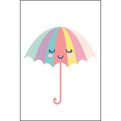Gravura para Quadros Decorativo Infantil Guarda-chuva Sorrindo Colorido - Afi18959