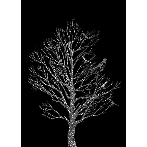 Gravura para Quadros Decorativo Silhueta rvore Assombrada Noturna - Afi18917