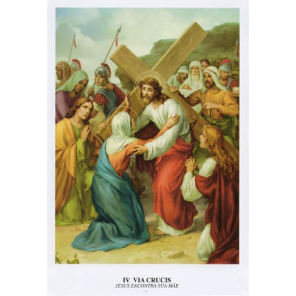 Gravura para Quadro Religioso Via Sacra de Jesus - Viacrucis 15 Unidades - 21x28 Cm