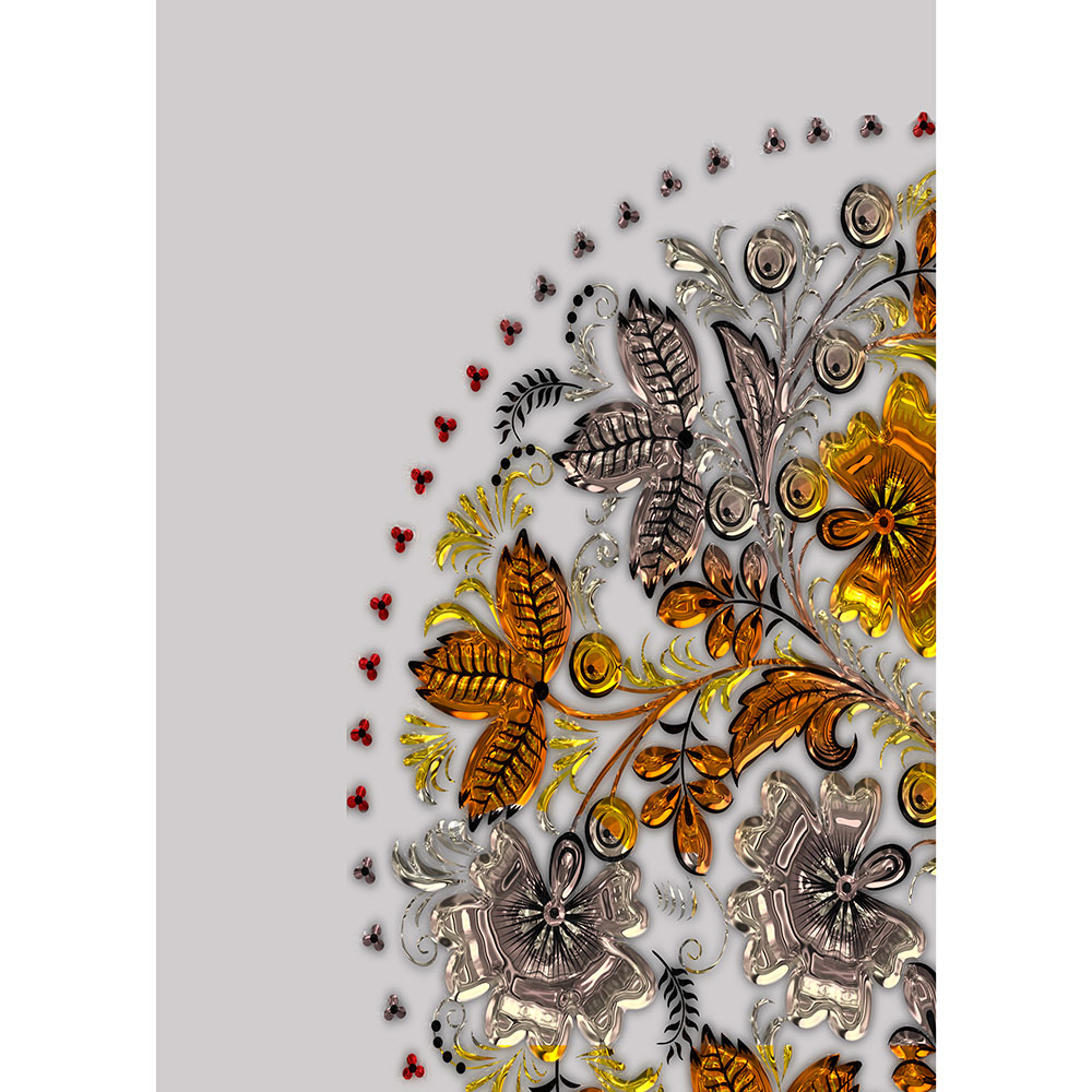 Tela para Quadros Desenho Floral Pedras Coloridas - Afic13187