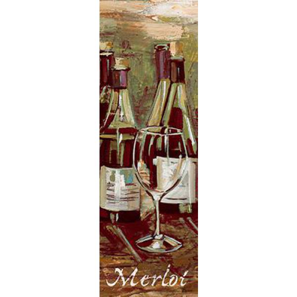 Gravura para Quadro Vinho Merlot e Taça - Sd7822c-820 - 20x50 Cm