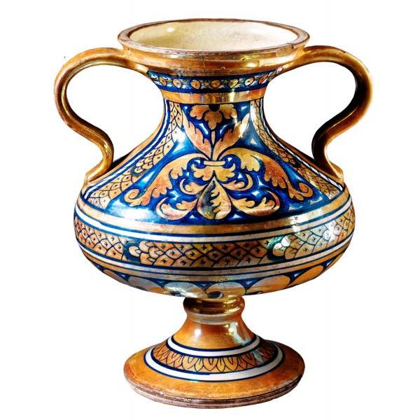 Gravura para Quadros nfora Porcelana Azul com Dourado - Afi446 - 60x70 cm