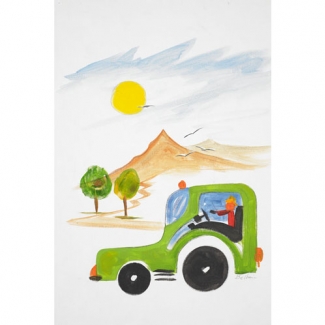Gravura para Quadros Decorativos Infantil Carrinho Ilustrativo - 9907194 - 20x30 Cm