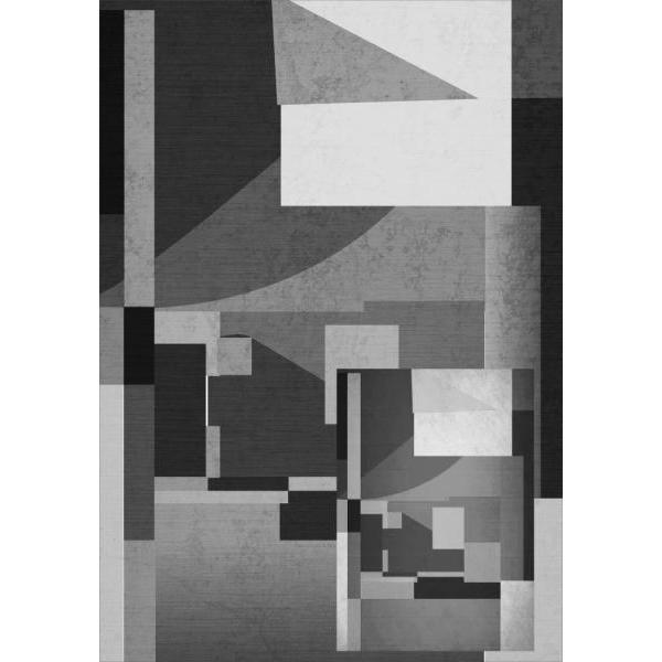 Impresso em Tela para Quadros Abstrato Moderno Geomtrico Texturizado Preto e Branco - Afic6034