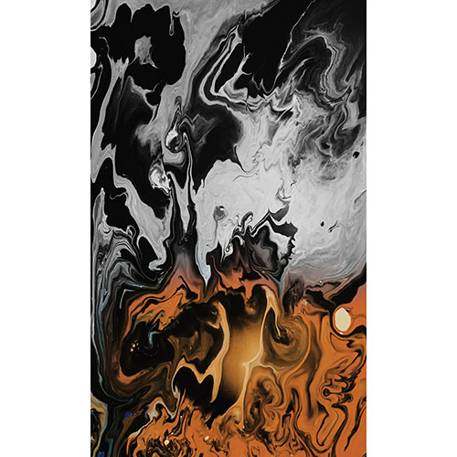Gravura para Quadros Decorativo Abstrato Marmore Preto e Laranja - Afi17528