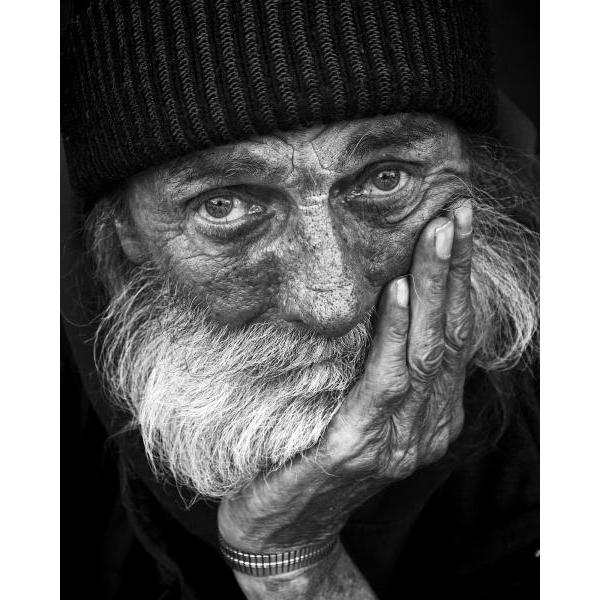 Impressão em Tela para Quadros Retrato Homem de Rua Preto e Branco - Afic2069