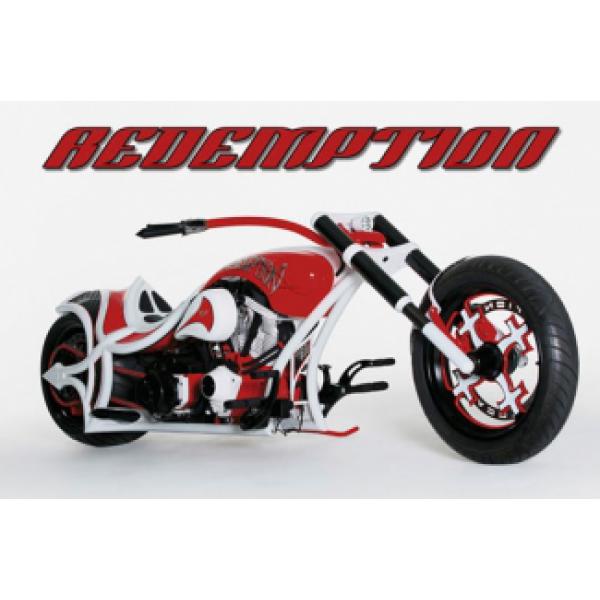 Gravura para Quadros Moto Chopper Branca e Vermelha - 01455 - 90x60 Cm