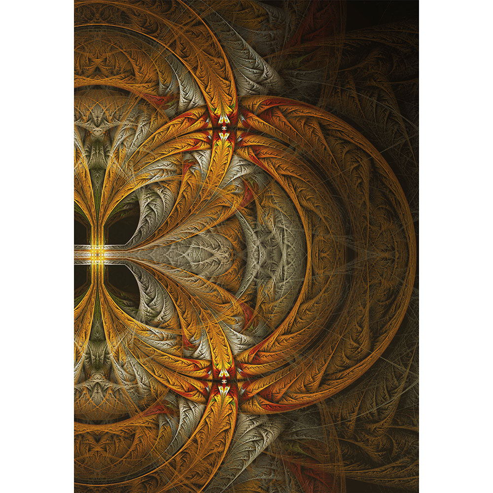 Tela para Quadros Decorativo Mandala Dourada e Creme - Afic13483