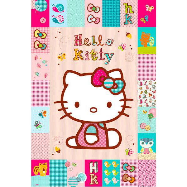 Gravura para Quadros Infantil Hello Kitty Colorida - Gn0655 - 60x90 Cm