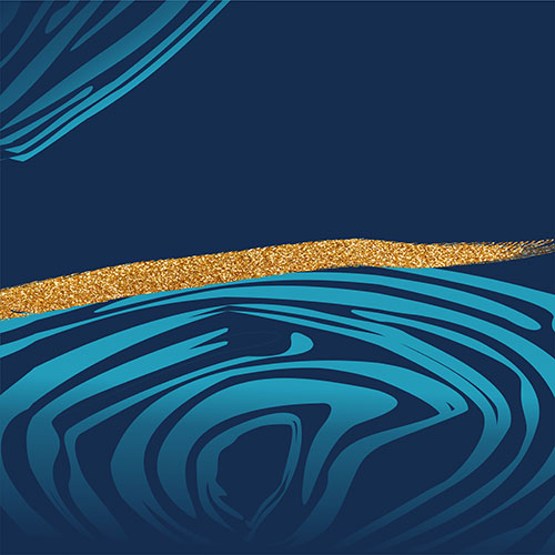 Gravura para Quadros Abstrato Decorativo Azul e Dourado - Afi17700