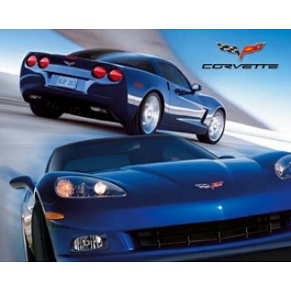 Gravura Carros para Quadros Decorativos Corvette Azul Gr7243 - 40x50 Cm