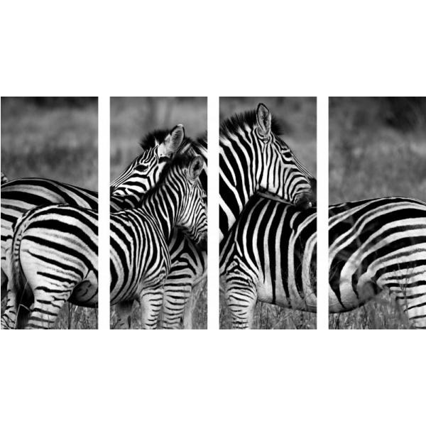 Impresso em Tela para Quadros Animal Recortado Famlia de Zebras - Afic1729c - 183x100 Cm