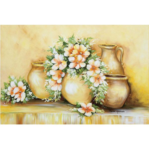 Gravura para Quadros Flores e Vaso Amarelo - An002 - 90x60 Cm