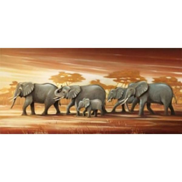 Gravura para Quadros Belssima Manada de Elefantes - Dn348 - 70x30 Cm
