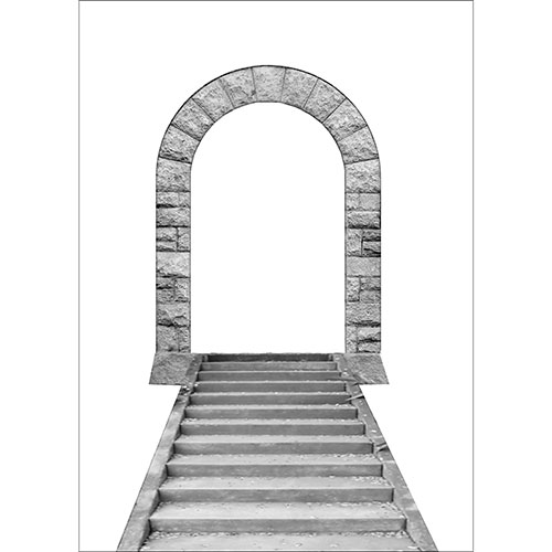 Gravura para Quadros Estrutura Escadaria Preto e Branco Porta - Afi18867