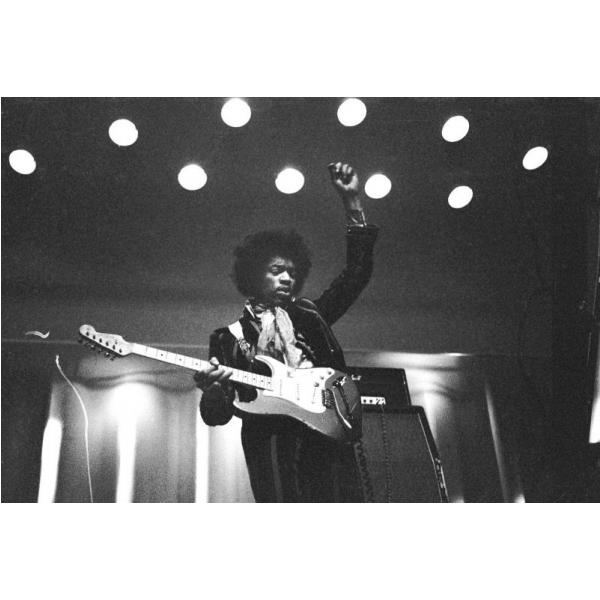 Impressão em Tela para Quadros Jimi Hendrix com Sua Guitarra - Afic5762