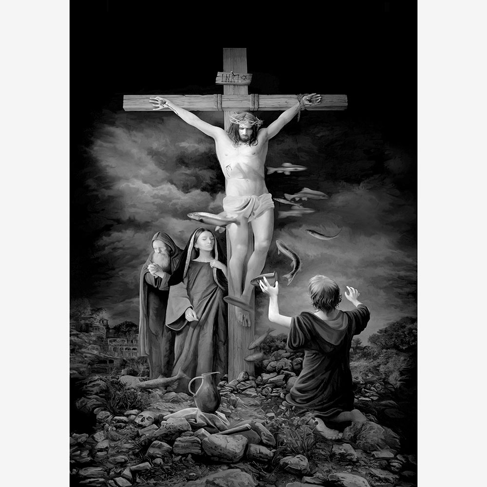 Tela para Quadros Jesus Cristo Crucificado No Monte Calvário - Afic13839