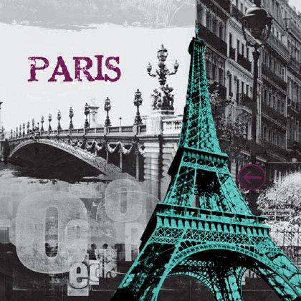 Impresso Sobre Tela para Quadros Cidade de Paris Torre Eiffel - Pi5738b - 60x60 Cm
