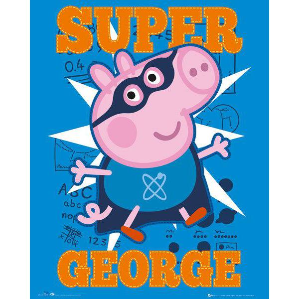 Gravura para Quadros Infantil Super George Pig - Mp1519 - 40x50 Cm