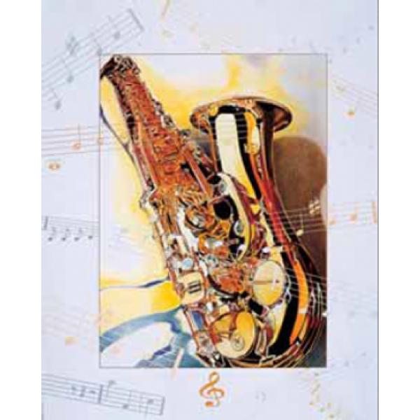 Gravura para Quadros Saxofone Dourado - Ncn838-2 - 40x50 Cm