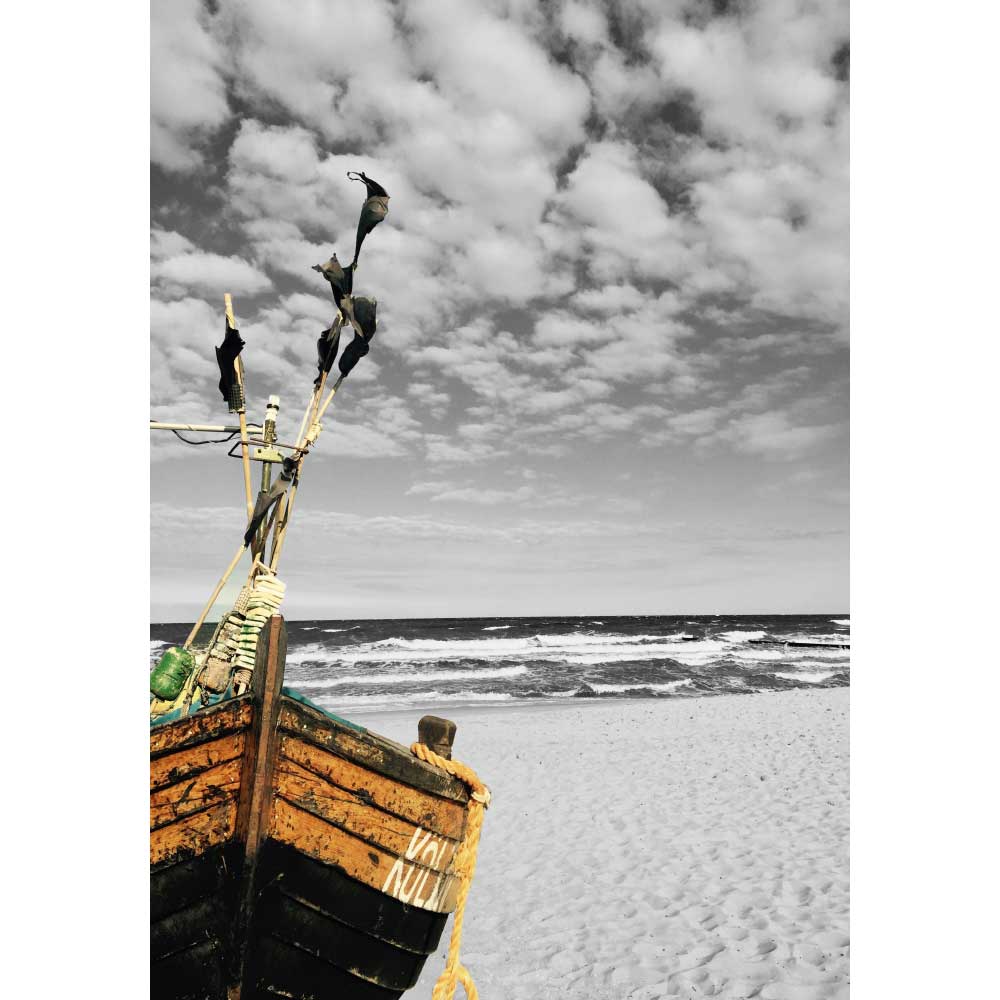 Tela para Quadros Decorativos Barco Pesca em Areia Praia - Afic10834