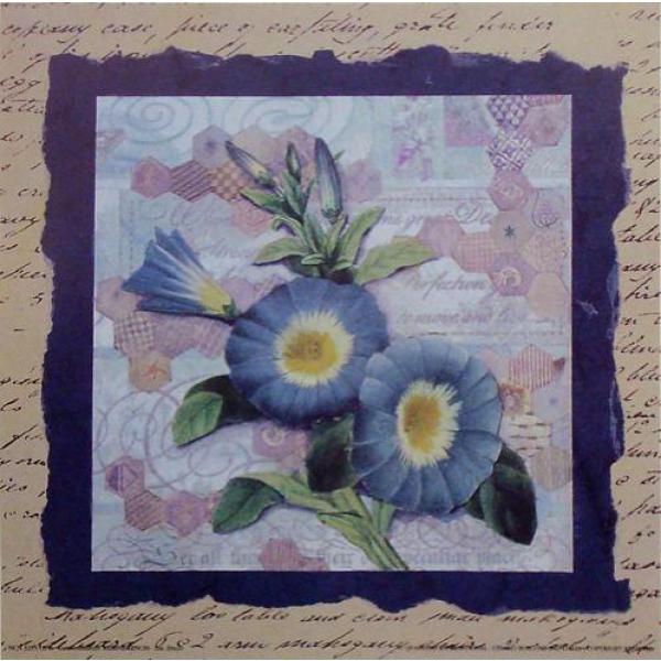 Gravura para Quadros Decorativo Flor Azul - Ncn3255/4 - 20x20 Cm