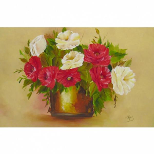 Pintura em Painel Floral R022 - 130X80 CM